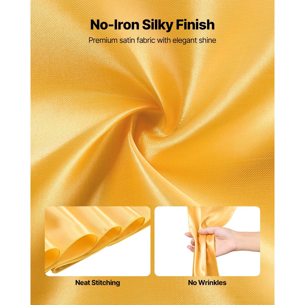 VEVOR Satin Chair Sashes Bows, 50PCS Chair Ribbon Ties Back Sash, 7 x 108 inch, Gold Wedding Reception Decoration, for Wedding Ceremony Baby Shower Party Events Banquet Chair Cover Decoration