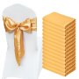 VEVOR Stretch Spandex Chair Sashes Bows, Chair Slipcover and Stretch Chair Sash, Elastic Chair Bands, Fitting Wedding, Holiday, Banquet, Party, Celebration Chair Decoration (50 PCS Gold)
