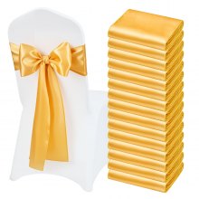 VEVOR Stretch Spandex Chair Sashes Bows, Chair Slipcover and Stretch Chair Sash, Elastic Chair Bands, Fitting Wedding, Holiday, Banquet, Party, Celebration Chair Decoration (50 PCS Gold)