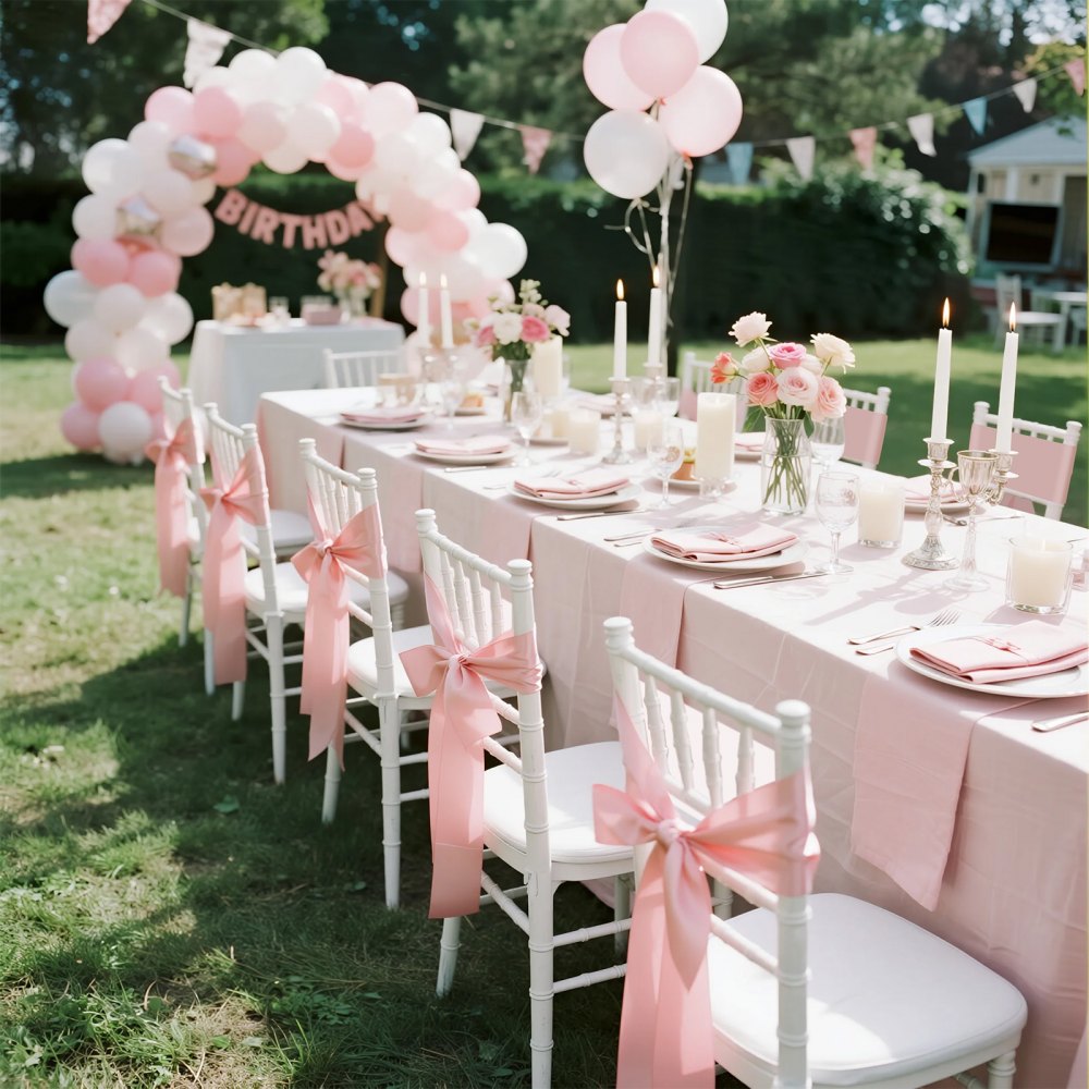 VEVOR Satin Chair Sashes Bows, 100PCS Chair Ribbon Ties Back Sash, 7 x 108 inch, Rose Gold Wedding Reception Decoration, for Wedding Ceremony Baby Shower Party Events Banquet Chair Cover Decoration