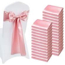 VEVOR Satin Chair Sashes Bows, 100PCS Chair Ribbon Ties Back Sash, 7 x 108 inch, Rose Gold Wedding Reception Decoration, for Wedding Ceremony Baby Shower Party Events Banquet Chair Cover Decoration