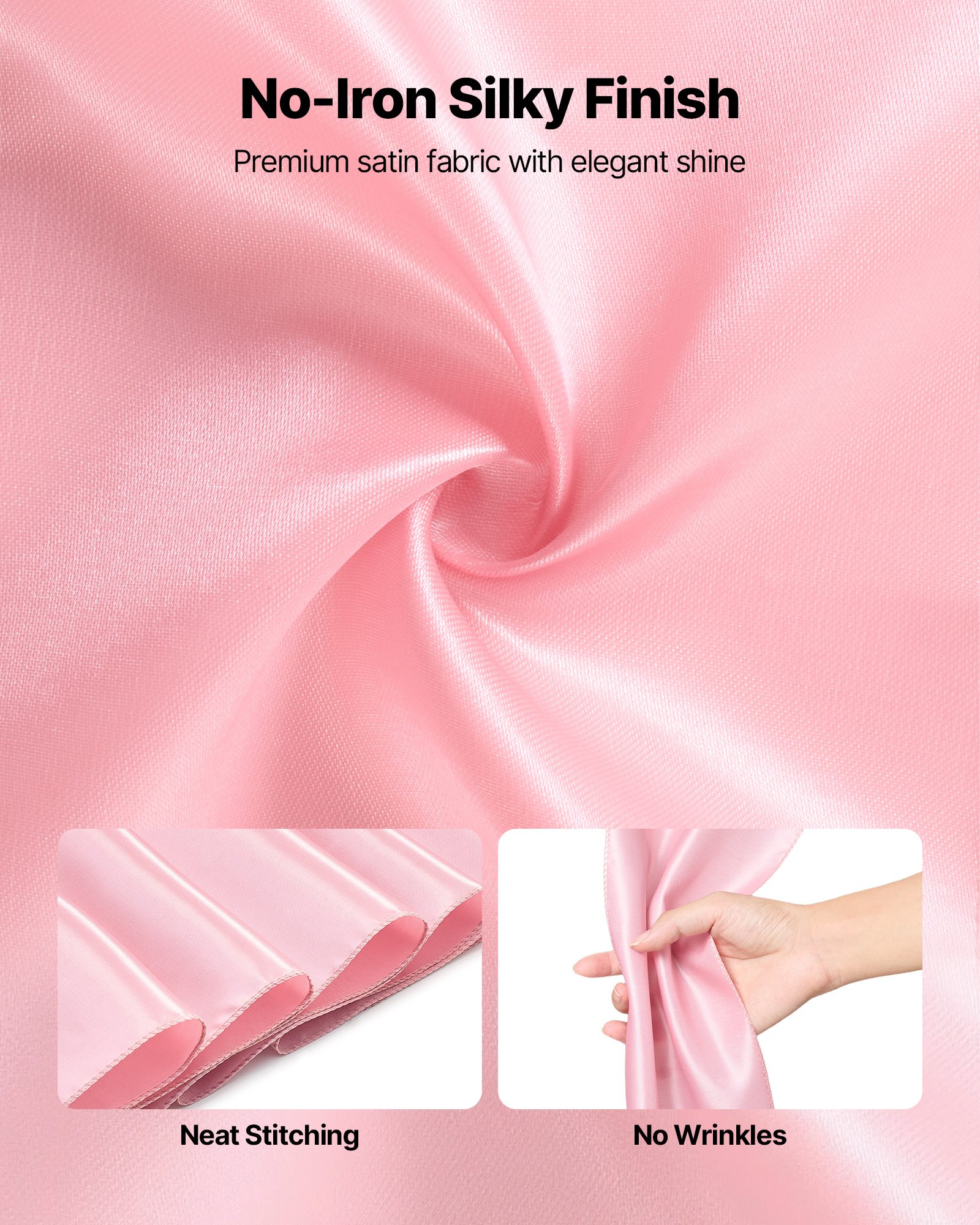 VEVOR Satin Chair Sashes Bows, 100PCS Chair Ribbon Ties Back Sash, 7 x 108 inch, Rose Gold Wedding Reception Decoration, for Wedding Ceremony Baby Shower Party Events Banquet Chair Cover Decoration