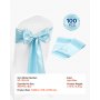 VEVOR Satin Chair Sashes Bows, 100PCS Chair Ribbon Ties Back Sash, 7 x 108 inch, Light Blue Wedding Reception Decoration, for Wedding Ceremony Baby Shower Party Events Banquet Chair Cover Decoration