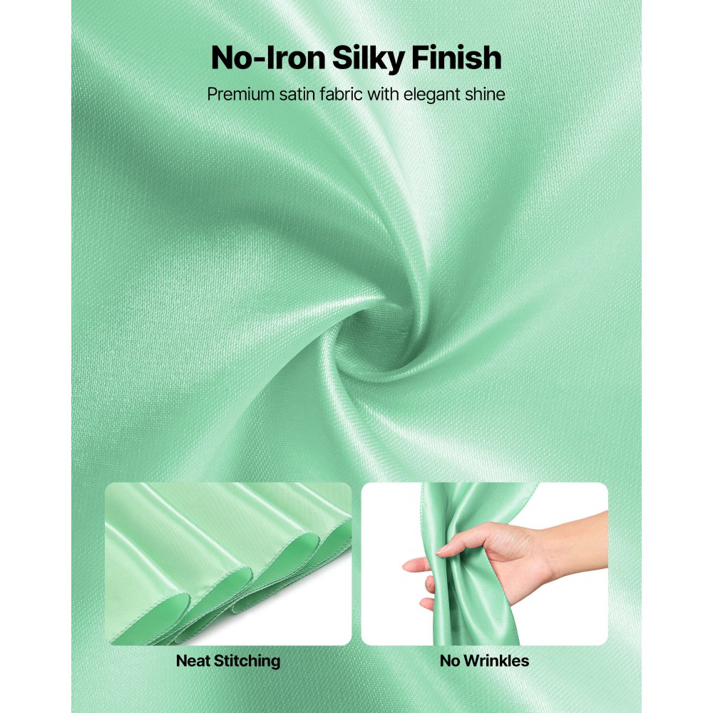 VEVOR Satin Chair Sashes Bows, 100PCS Chair Ribbon Ties Back Sash, 7 x 108 inch, Light Green Wedding Reception Decoration, for Wedding Ceremony Baby Shower Party Events Banquet Chair Cover Decoration