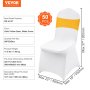 VEVOR Stretch Spandex Folding Chair Covers, Universal Fitted Chair Cover with Chair Sashes, Removable Washable Protective Slipcovers, for Wedding, Holiday, Banquet, Party, Dining (50 Set Gold & White)