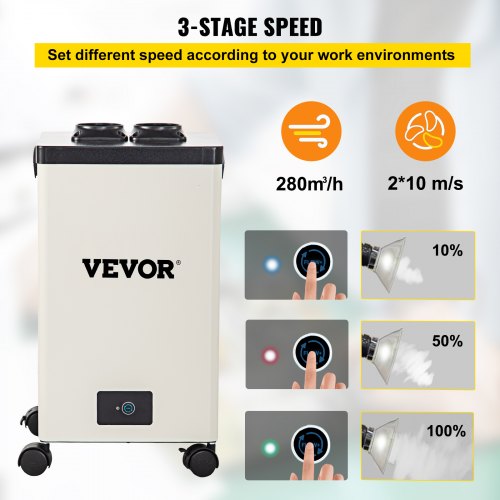 VEVOR Solder Fume Extractor, 150W 165 CFM Smoke Absorber, 3-Stage Filters 3 Speed with Two Hoses for Soldering, Laser Engraving and DIY Welding