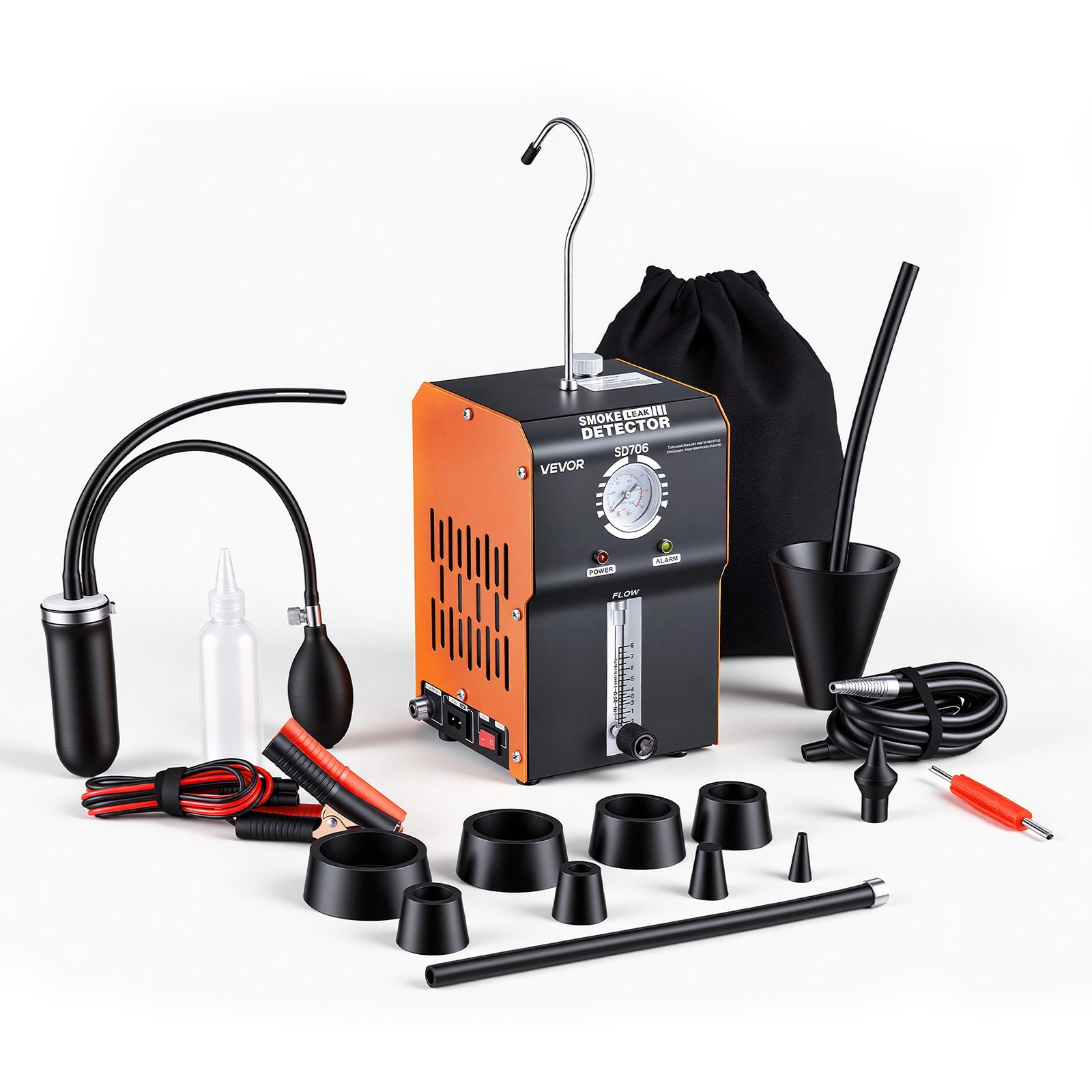 VEVOR Automotive Smoke Machine Leak Detector, DC 12V EVAP Vacuum Diagnostic Tester with Built-in Air Pump, Pressure Gauge & Flow Meter, 2-Mode Fuel Detector for Cars, Motorcycles, Trucks, Boats, ATVs