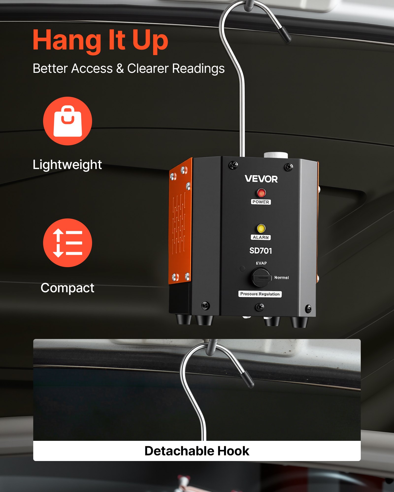 VEVOR Automotive Smoke Machine Leak Detector, DC 12V EVAP Vacuum Diagnostic Tester with Built-in Air Pump, Adjustable Pressure, Vacuum Pipeline Fuel Diagnostic Detector for Cars, Motorcycles, Boats