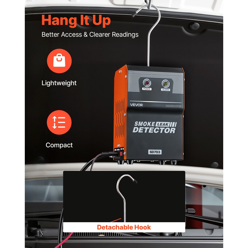 VEVOR Automotive Smoke Machine Leak Detector, DC 12V EVAP Vacuum Diagnostic Tester with Built-in Air Pump, Dual-Mode Vacuum Pipeline Fuel Diagnostic Detector for Cars, Motorcycles, Trucks, Boats, ATVs