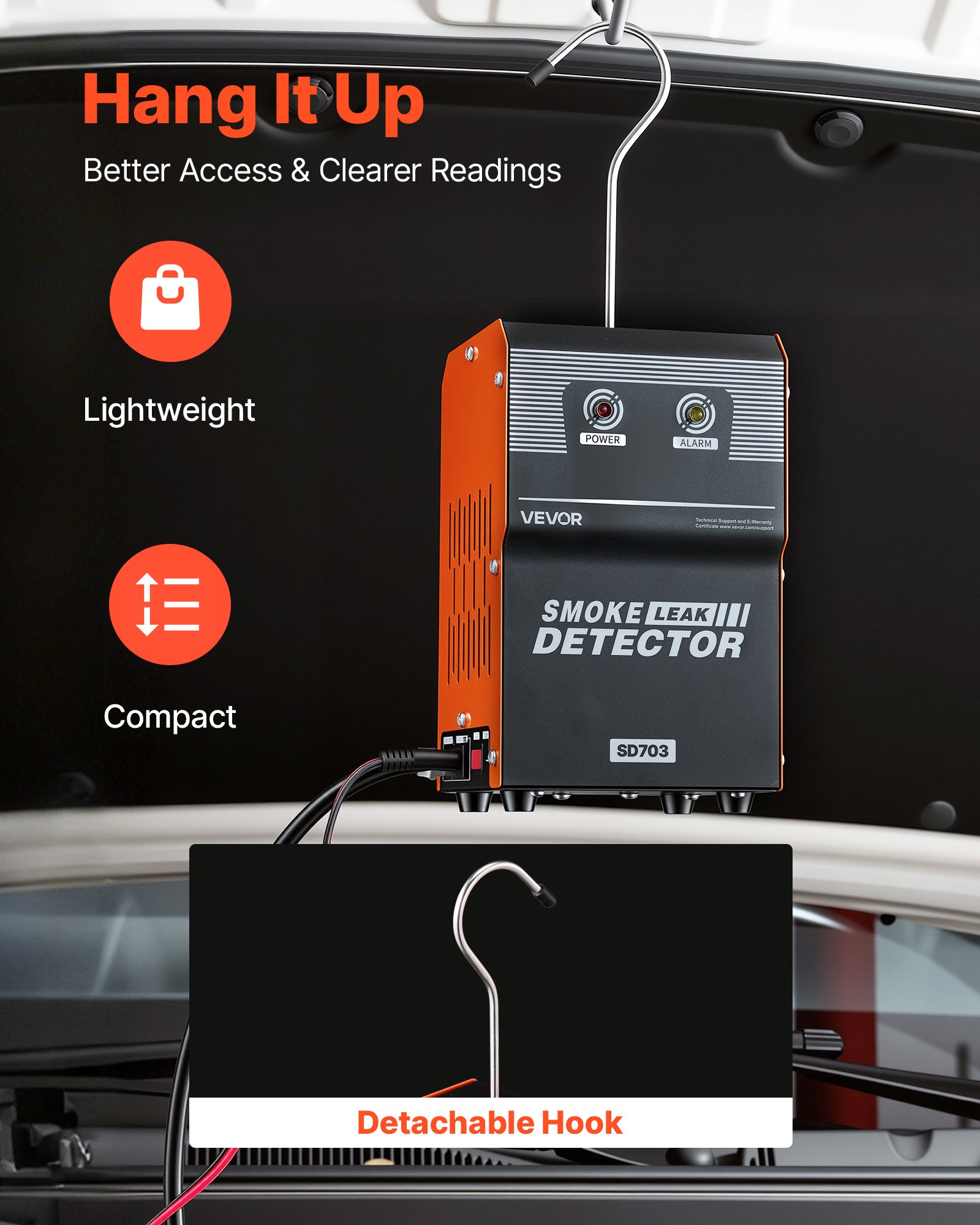 VEVOR Automotive Smoke Machine Leak Detector, DC 12V EVAP Vacuum Diagnostic Tester with Built-in Air Pump, Dual-Mode Vacuum Pipeline Fuel Diagnostic Detector for Cars, Motorcycles, Trucks, Boats, ATVs