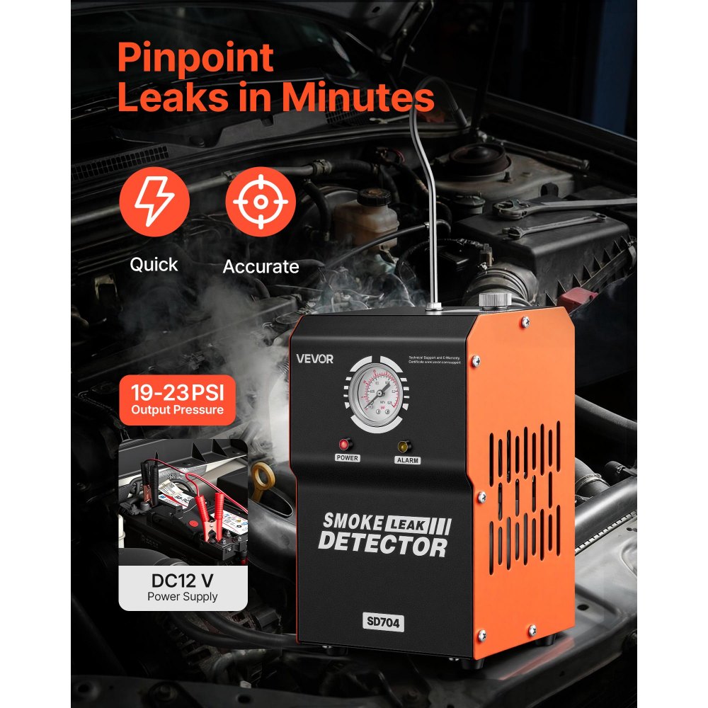 VEVOR Automotive Smoke Machine Leak Detector, DC 12V EVAP Vacuum Diagnostic Tester with Built-in Air Pump & Pressure Gauge, 2-Mode Pipeline Fuel Detector for Cars, Motorcycles, Trucks, Boats, ATVs