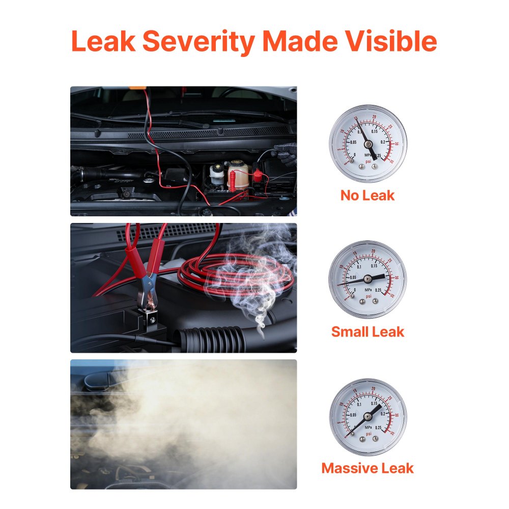 VEVOR Automotive Smoke Machine Leak Detector, DC 12V EVAP Vacuum Diagnostic Tester with Built-in Air Pump & Pressure Gauge, 2-Mode Pipeline Fuel Detector for Cars, Motorcycles, Trucks, Boats, ATVs