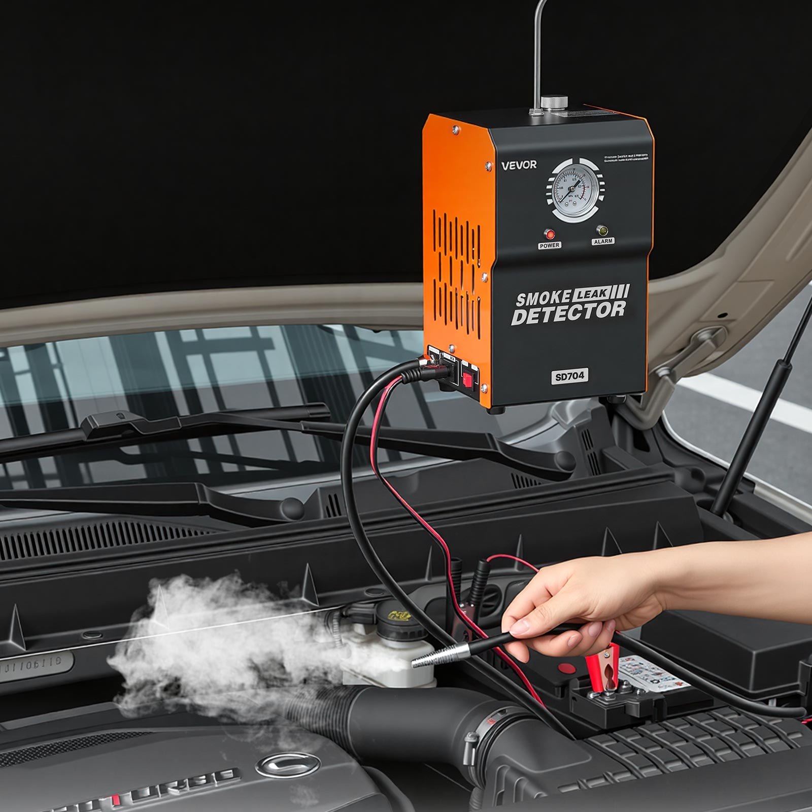 VEVOR Automotive Smoke Machine Leak Detector, DC 12V EVAP Vacuum Diagnostic Tester with Built-in Air Pump & Pressure Gauge, 2-Mode Pipeline Fuel Detector for Cars, Motorcycles, Trucks, Boats, ATVs