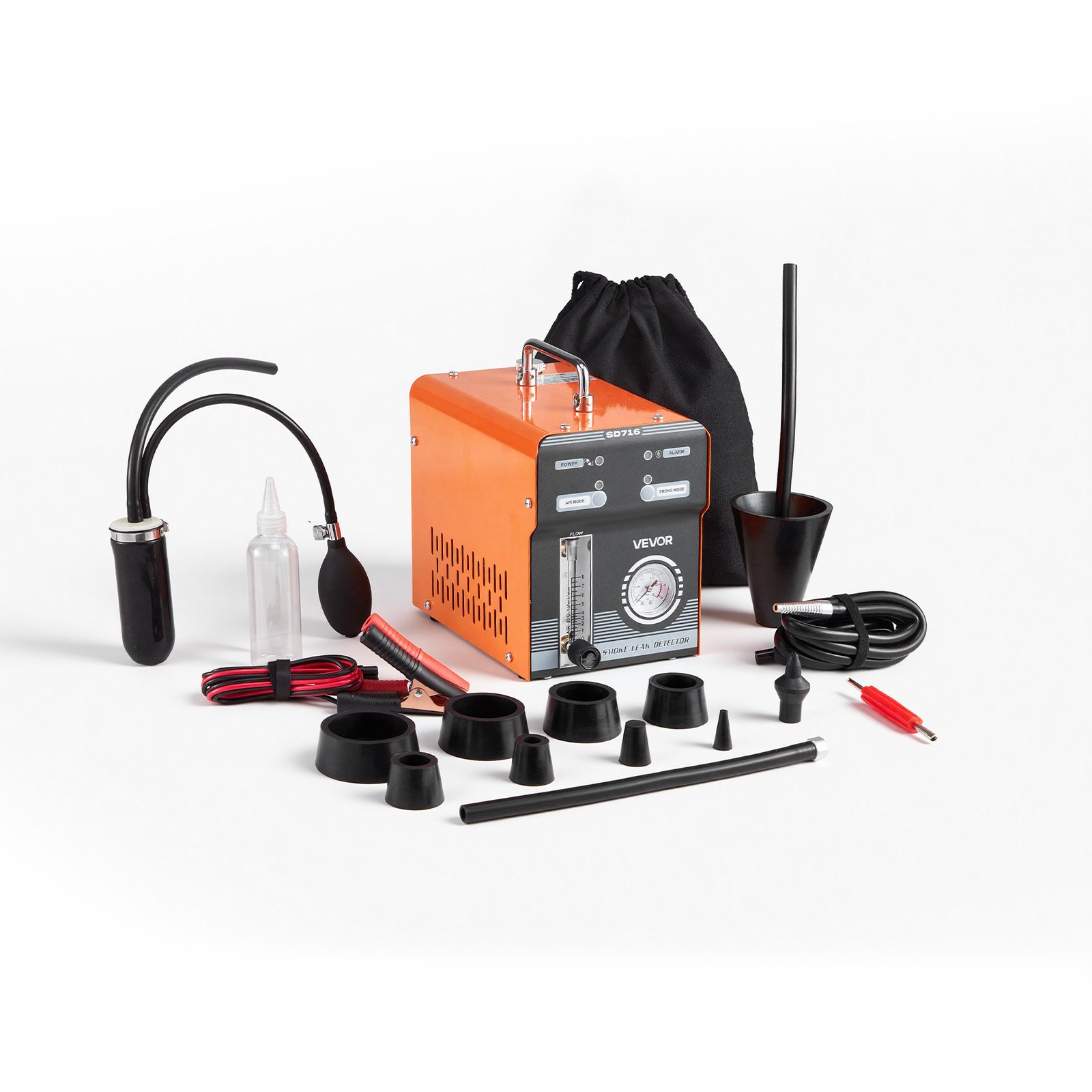 VEVOR Automotive Smoke Machine Leak Detector, DC 12V EVAP Vacuum Diagnostic Tester with Built-in Air Pump, Pressure Gauge & Flow Meter, Dual-Mode Detector for Cars, Motorcycles, Trucks, Boats, ATVs