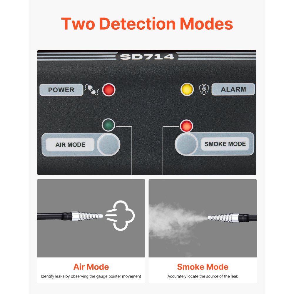 VEVOR Automotive Smoke Machine Leak Detector, DC 12V EVAP Vacuum Diagnostic Tester with Built-in Air Pump & Pressure Gauge, Dual-Mode Pipeline Fuel Detector for Cars, Motorcycles, Trucks, Boats, ATVs