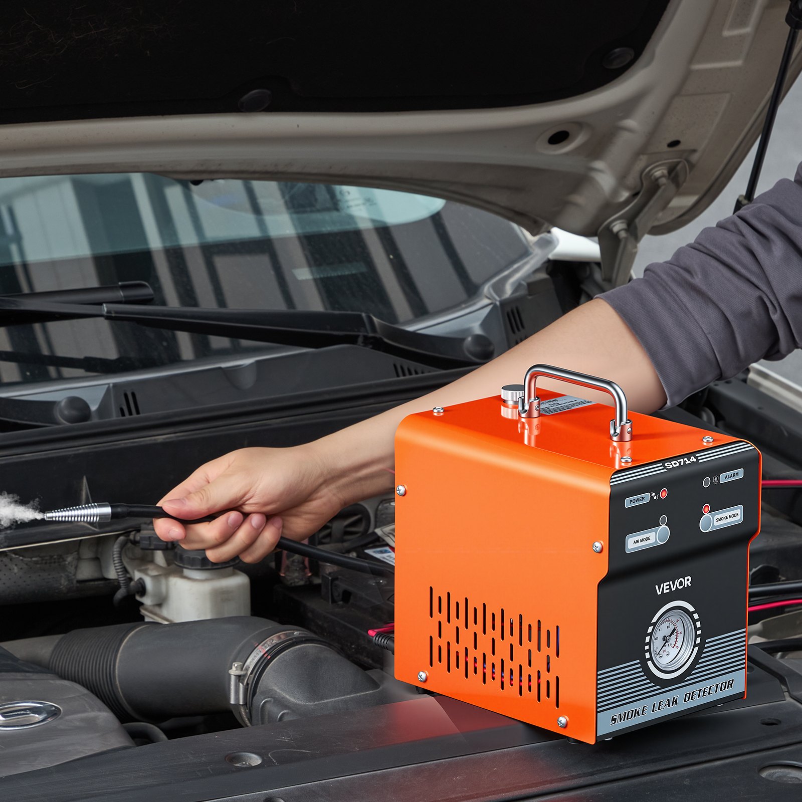 VEVOR Automotive Smoke Machine Leak Detector, DC 12V EVAP Vacuum Diagnostic Tester with Built-in Air Pump & Pressure Gauge, Dual-Mode Pipeline Fuel Detector for Cars, Motorcycles, Trucks, Boats, ATVs