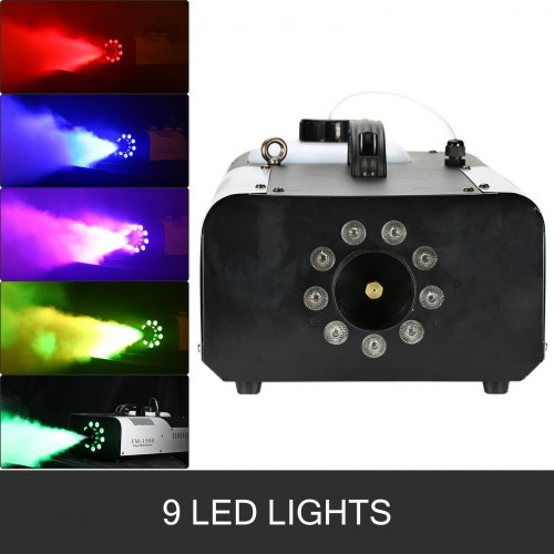 VEVOR Fog Machine, 1500W 2L 9 LED Lights, Smoke Fogger Portable with Wireless Remote Control, DJ Stage for Club, Parties, Weddings and Holidays