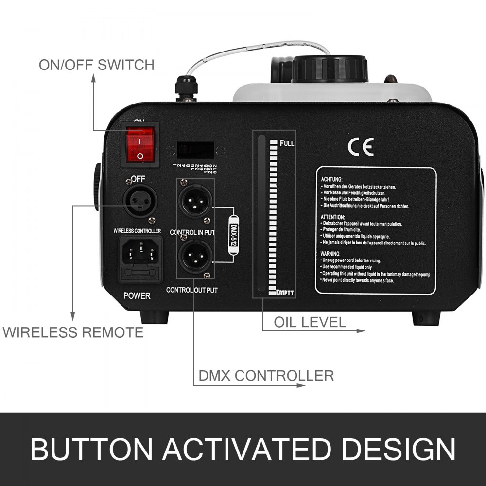 VEVOR Fog Machine, 1500W 2L 9 LED Lights, Smoke Fogger Portable with Wireless Remote Control, DJ Stage for Club, Parties, Weddings and Holidays