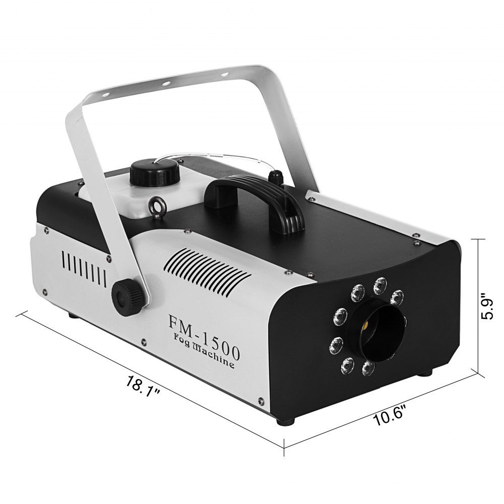 VEVOR Fog Machine, 1500W 2L 9 LED Lights, Smoke Fogger Portable with Wireless Remote Control, DJ Stage for Club, Parties, Weddings and Holidays