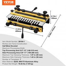 VEVOR Dovetail Jig 310 mm Precise Dove Tailing Router Jigs with 1/2” Template