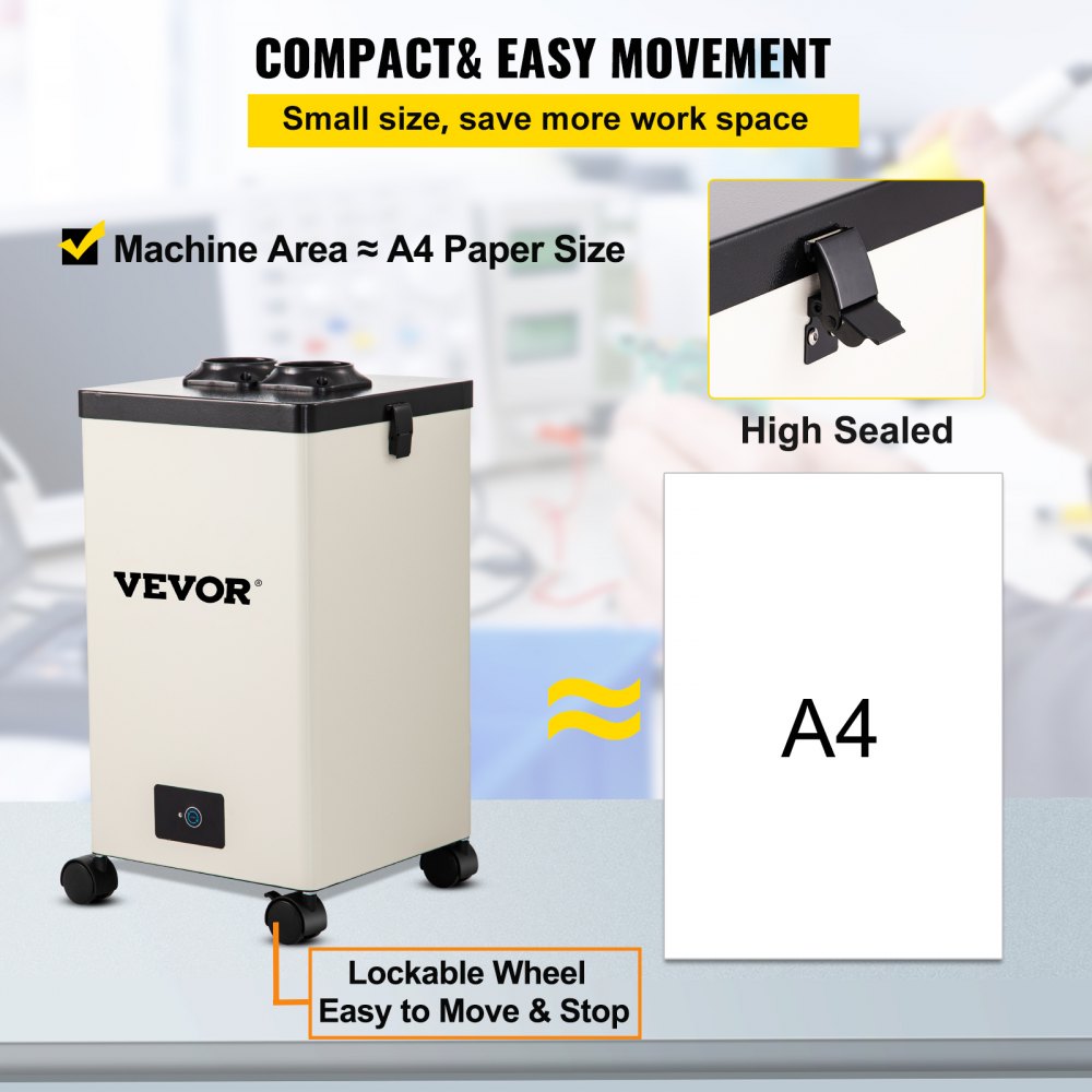 VEVOR Solder Fume Extractor, 150W 106 CFM Smoke Absorber, 3-Stage Filters 3 Speed with a Hose for Soldering, Laser Engraving and DIY Welding