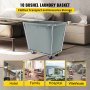 VEVOR Basket Truck, 10 Bushel Steel Canvas Laundry Basket, 7.6 cm Diameter Wheels Truck Cap Basket Canvas Laundry Cart Usually Used to Transport Clothes, Store Sundries Suitable for Hotel, Home