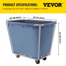 VEVOR Basket Truck, 12 Bushel Steel Canvas Laundry Basket, 3\" Diameter Wheels Truck Cap Basket, Canvas Laundry Cart Usually Used to Transport Clothes, Store Sundries Suitable for Hotel, Home