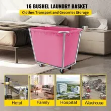 VEVOR Basket Truck, 16 Bushel Steel Canvas Laundry Basket, 3" Diameter Wheels Truck Cap Basket Canvas Laundry Cart Usually Used to Transport Clothes, Store Sundries Suitable for Hotel, Home, Hospital