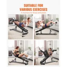 VEVOR Sit Up Bench Curved Ab Bench 4 Adjustable Height Reverse Crunch Handle