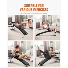 VEVOR Sit Up Bench Folding Curved Ab Bench 5 Adjustable Height 500 LBS Capacity