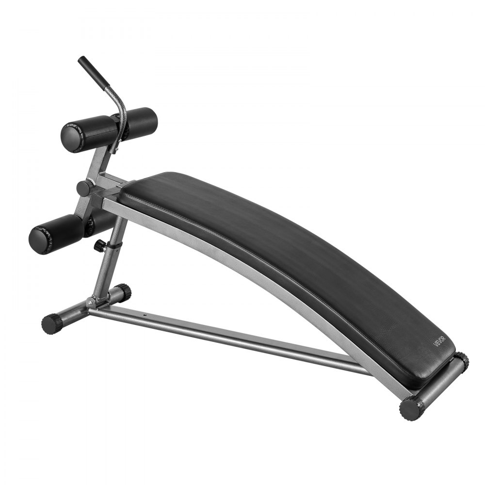 VEVOR Sit Up Bench, Curved Decline Ab Bench with Reverse Crunch Handle, with 6 Adjustable Height Setting, Heavy Duty Steel, 272 Kg Capacity for Home Gym Workouts, Strength Training, Full Body Muscles