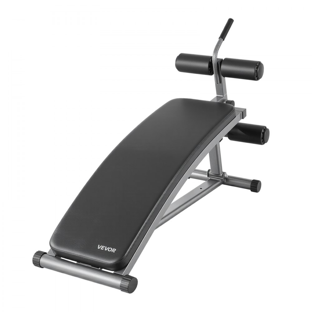VEVOR Sit Up Bench, Curved Decline Ab Bench with Reverse Crunch Handle, with 6 Adjustable Height Setting, Heavy Duty Steel, 272 Kg Capacity for Home Gym Workouts, Strength Training, Full Body Muscles