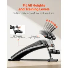 VEVOR Sit Up Bench Curved Ab Bench 6 Adjustable Height Reverse Crunch Handle