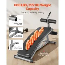 VEVOR Sit Up Bench Curved Ab Bench 6 Adjustable Height Reverse Crunch Handle