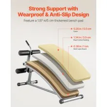 VEVOR Sit Up Bench Curved Ab Bench 6 Adjustable Height Reverse Crunch Handle