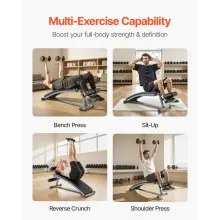 VEVOR Sit Up Bench Curved Ab Bench 6 Adjustable Height Reverse Crunch Handle