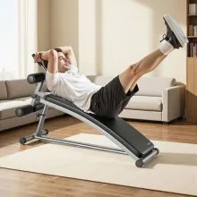 VEVOR Sit Up Bench Curved Ab Bench 6 Adjustable Height Reverse Crunch Handle