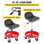 VEVOR Shop Stool, 400 LBS Rolling Garage Stool, 56 cm to 66 cm Adjustable Height Mobile Rolling Gear Seat, Round Tray Garage Pneumatic Stool, All-Terrain 5" Casters with Two Brakes Mechanic Seat