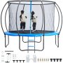 VEVOR 10FT Trampoline, 330 lbs Trampoline with Enclosure Net, Ladder, and Curved Pole, Heavy Duty Trampoline with Jumping Mat and Spring Cover Padding, Outdoor Recreational Trampolines for Kids Adults