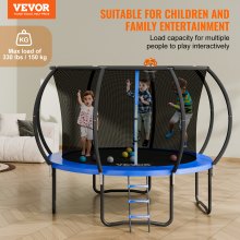 VEVOR 10FT Trampoline, 330 lbs Trampoline with Enclosure Net, Ladder, and Curved Pole, Heavy Duty Trampoline with Jumping Mat and Spring Cover Padding, Outdoor Recreational Trampolines