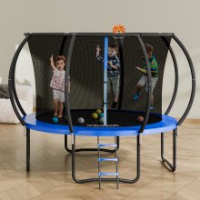 Trampoline VEVOR de 10 pieds, trampoline de 330 lb avec filet d'enceinte, échelle et poteau incurvé, trampoline robuste avec tapis de saut et rembourrage à ressorts, trampolines de loisirs en plein air
