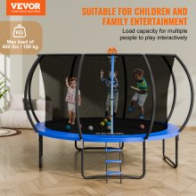 VEVOR 12FT Trampoline, 400 lbs Trampoline with Enclosure Net, Ladder, and Curved Pole, Heavy Duty Trampoline with Jumping Mat and Spring Cover Padding, Outdoor Recreational Trampolines for Kids Adults