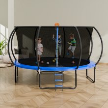 Trampoline VEVOR de 14 pieds, trampoline de 450 lb avec filet d'enceinte, échelle et poteau incurvé, trampoline robuste avec tapis de saut et rembourrage à ressorts, trampolines de loisirs en plein air