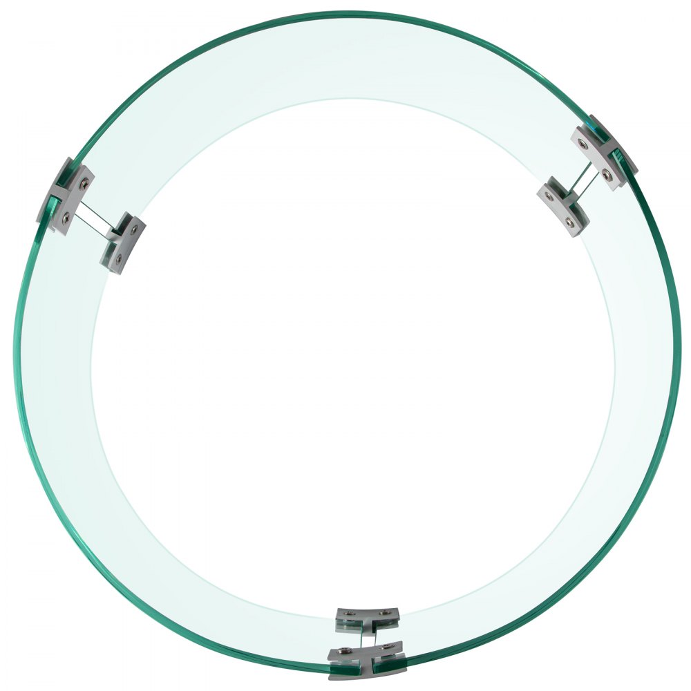 VEVOR Fire Pit Wind Guard, 17 x 17 x 6 Inch Glass Flame Guard, Round Glass Shield, 1/4-Inch Thick Fire Table, Clear Tempered Glass Flame Guard, Aluminum Alloy Feet for Propane, Gas, Outdoor