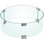 round glass VEVOR fire pit wind guard with silver brackets and clear design