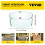 VEVOR Fire Pit Wind Guard, 17 x 17 x 6 Inch Glass Flame Guard, Round Glass Shield, 1/4-Inch Thick Fire Table, Clear Tempered Glass Flame Guard, Aluminum Alloy Feet for Propane, Gas, Outdoor