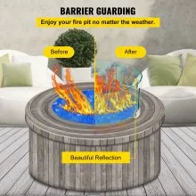VEVOR Fire Pit Wind Guard, 17 x 17 x 6 Inch Glass Flame Guard, Round Glass Shield, 1/4-Inch Thick Fire Table, Clear Tempered Glass Flame Guard, Aluminum Alloy Feet for Propane, Gas, Outdoor