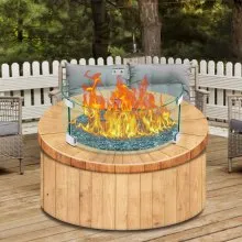 VEVOR Fire Pit Wind Guard, 17 x 17 x 6 Inch Glass Flame Guard, Round Glass Shield, 1/4-Inch Thick Fire Table, Clear Tempered Glass Flame Guard, Aluminum Alloy Feet for Propane, Gas, Outdoor