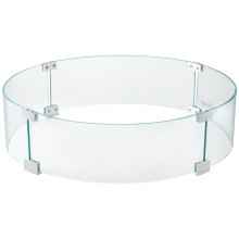 VEVOR Fire Pit Wind Guard, 23 x 23 x 6 Inch Glass Flame Guard, Round Glass Shield, 1/4-Inch Thick Fire Table, Clear Tempered Glass Flame Guard, Steady Feet Tree Pit Guard for Propane, Gas, Outdoor