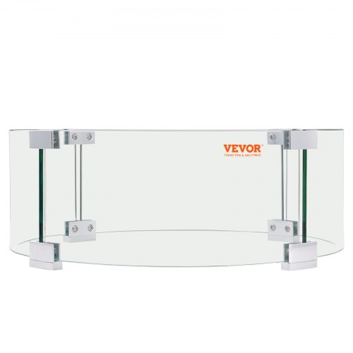 VEVOR Fire Pit Wind Guard, 23 x 23 x 8 Inch Glass Flame Guard, Round Glass Shield, 1/4-Inch Thick Fire Table, Clear Tempered Glass Flame Guard, Steady Feet Tree Pit Guard for Propane, Gas, Outdoor